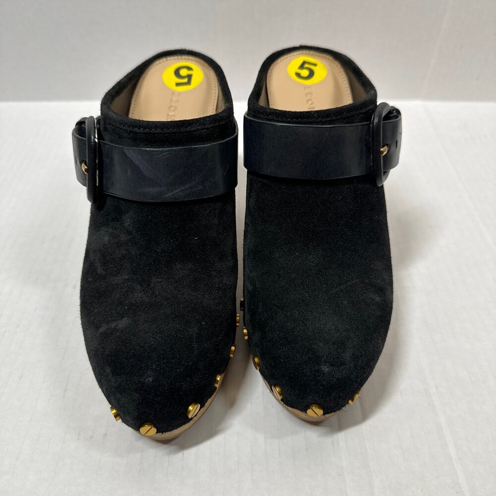 Veronica Beard Womens Black Dacey Suede Slip On Heels Clogs Shoes Size 5